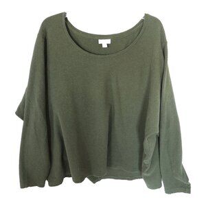 J. Jill long sleeve, green tee with horizontal ribbing and "batwing" sleeves, 4X